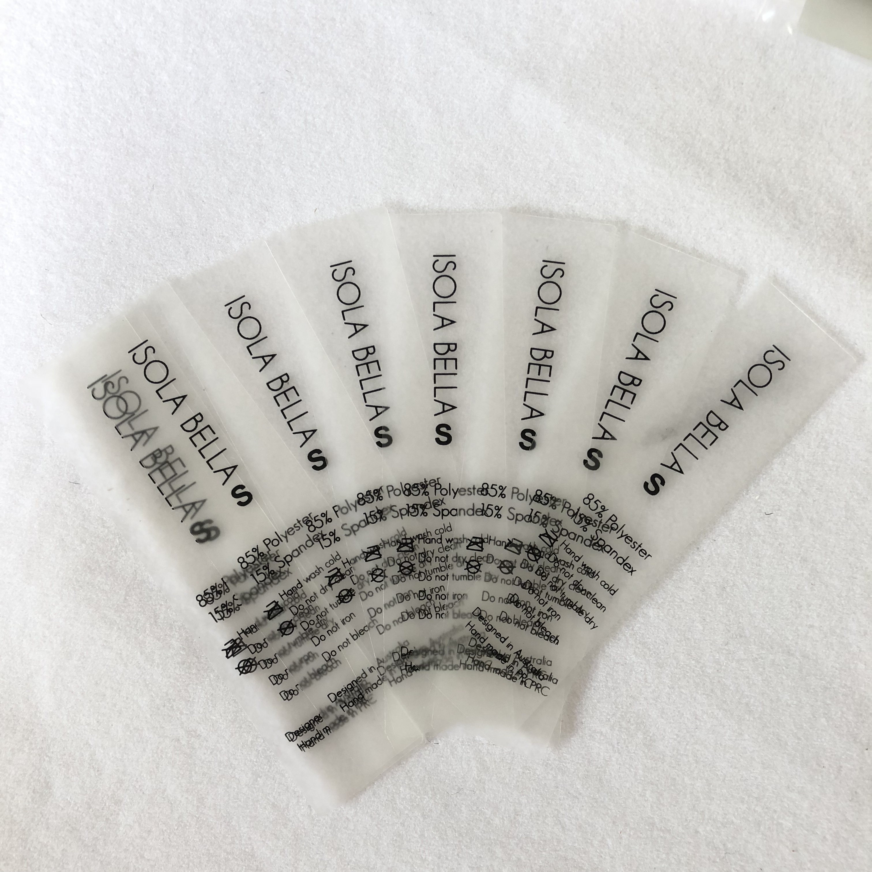 Custom Size Name Logo Transparent Water Proof Printed Tpu  Clothing Care Labels For Bikinis,High Quality Soft Silicone label