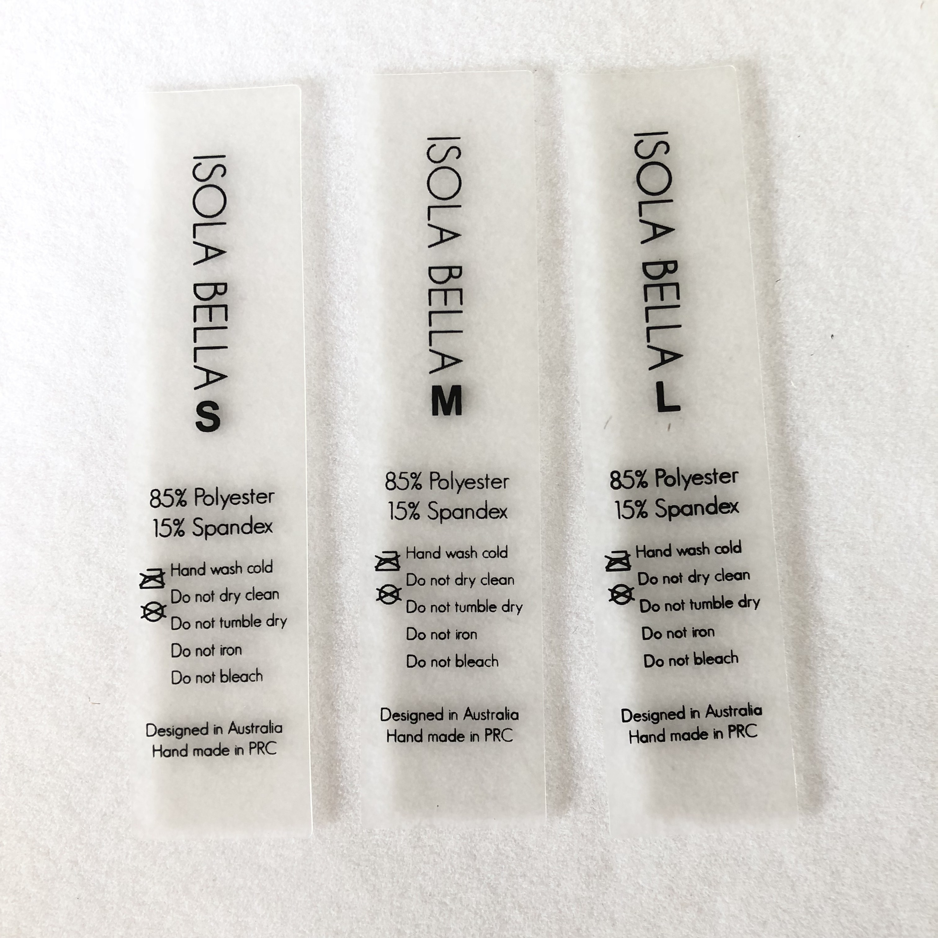 Custom Size Name Logo Transparent Water Proof Printed Tpu  Clothing Care Labels For Bikinis,High Quality Soft Silicone label