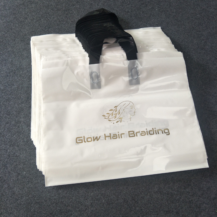 Custom Biodegradable PE Plastic Shopping Bag With Handle, Retail Grocery Shopping Plastic Carry Bag With Own Logo