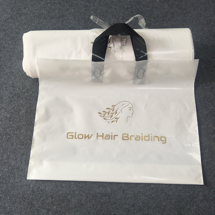 Custom Biodegradable PE Plastic Shopping Bag With Handle, Retail Grocery Shopping Plastic Carry Bag With Own Logo