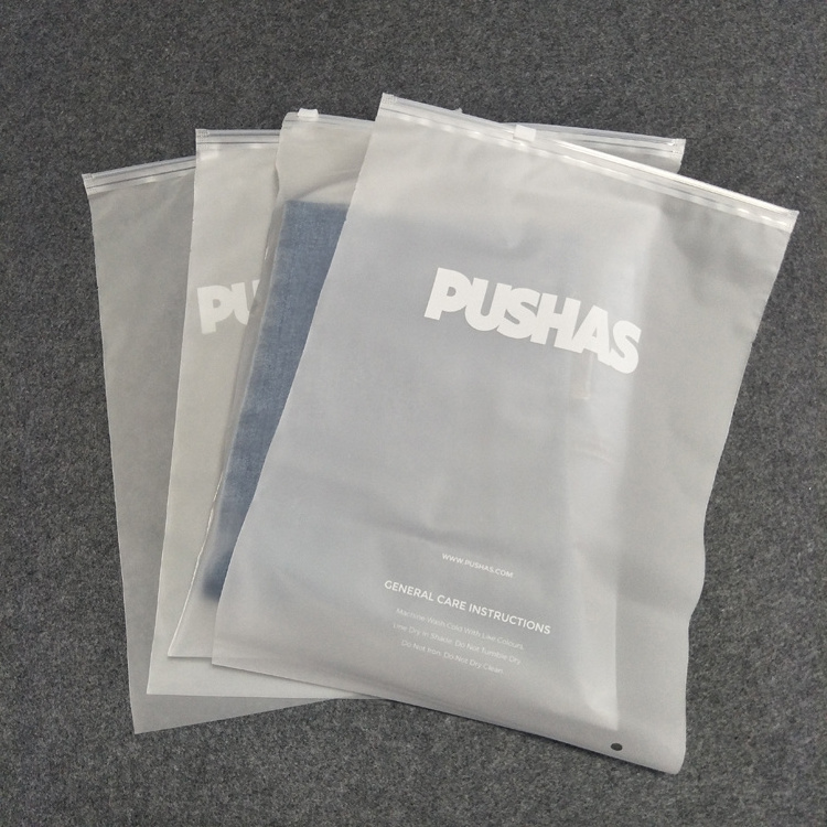 Custom Matte/Frosted Biodegradable Plastic Packaging Zipper Bags, T Shirt Swimwear Zip Lock Clothing Bags With Logo