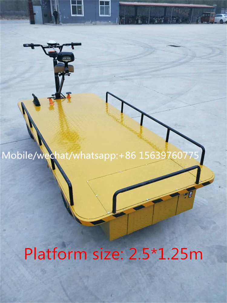 Widely used electric heavy duty platform trolley flatbed cargo trolley platform cart in warehouse farm garden