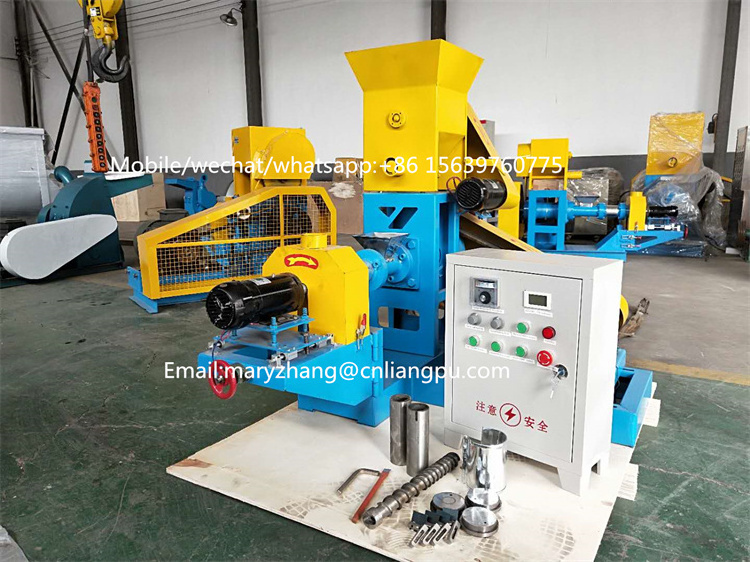 China manufacture double screw tilapia floating fish feed pellet extruder machine price