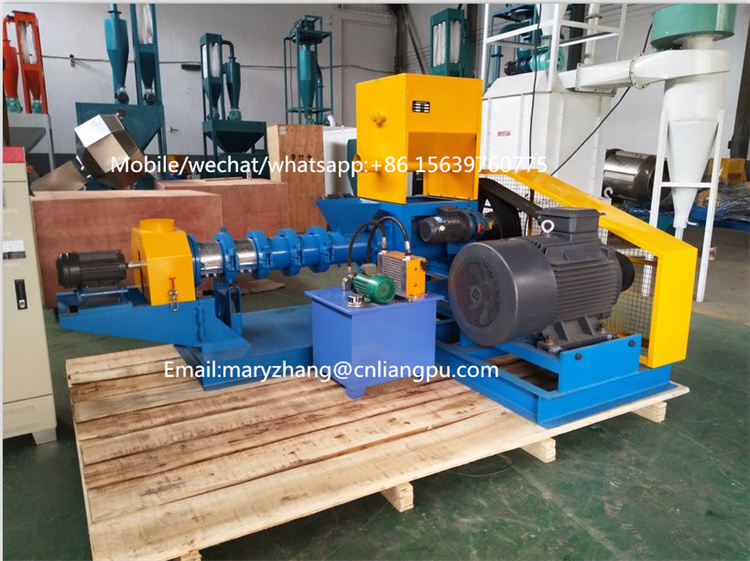 China manufacture double screw tilapia floating fish feed pellet extruder machine price