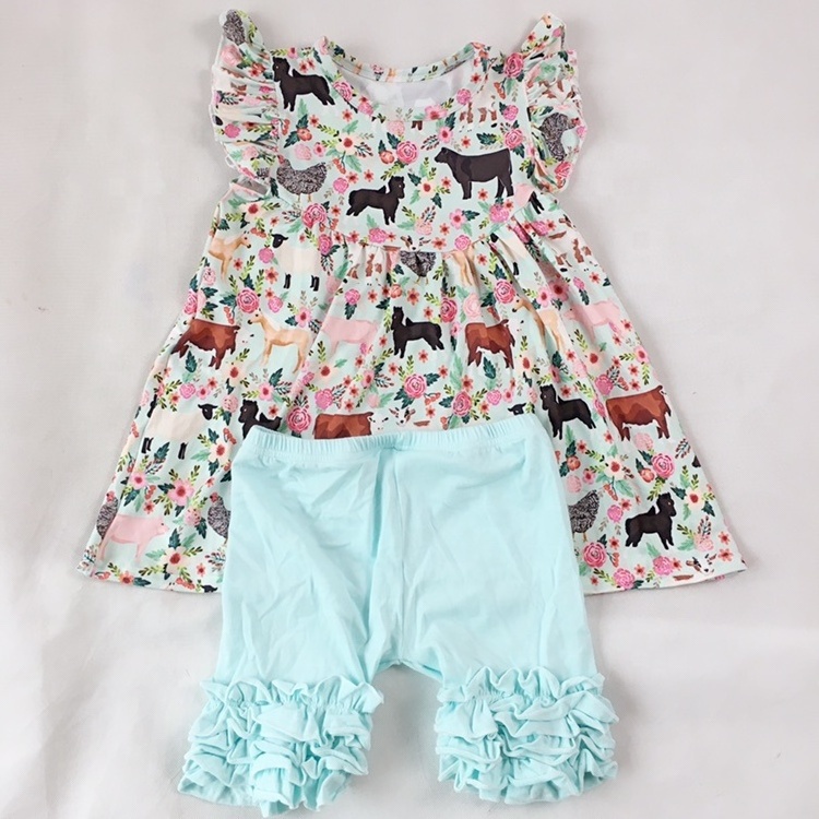 LZ2020 wholesale icing shorts sets princess wholesale children's boutique clothing baseball ruffles kids clothing