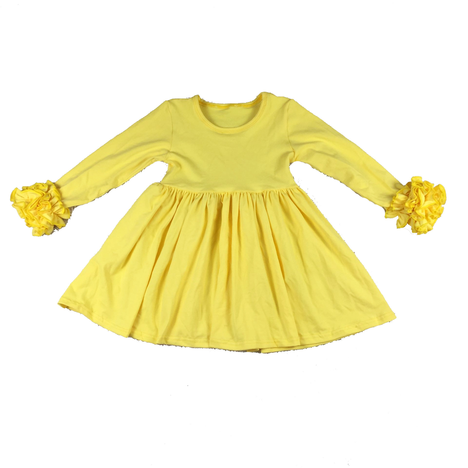 LZ2020 Wholesale New Style Baby Clothes Ruffles Dress Custom solid Color Long Sleeve Maxi Baby Girl Dress