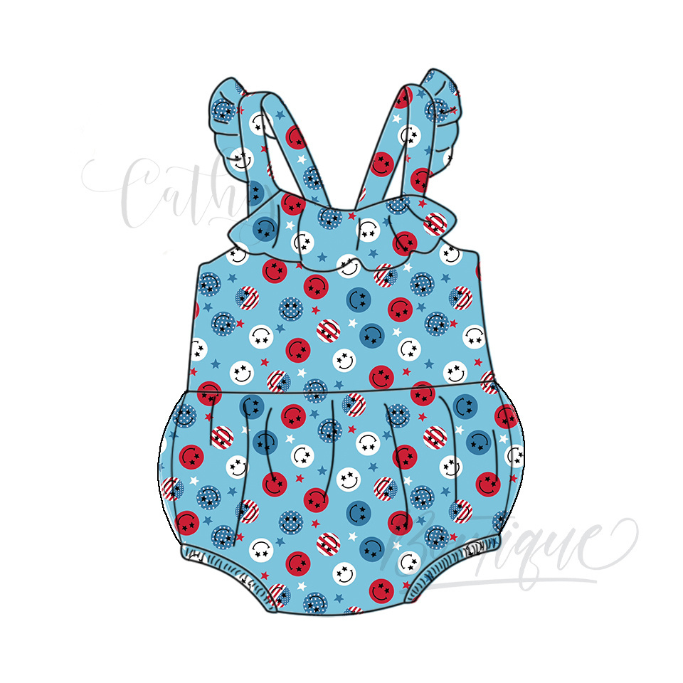 Newborn Clothes Western Ruffle popsicle Print Baby bubble Romper Infant Halter Romper For Summer