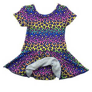 LZ2023 lol surpris elephant dress rainbow leopard designer kids wear short sleeve leotard pearl leotard