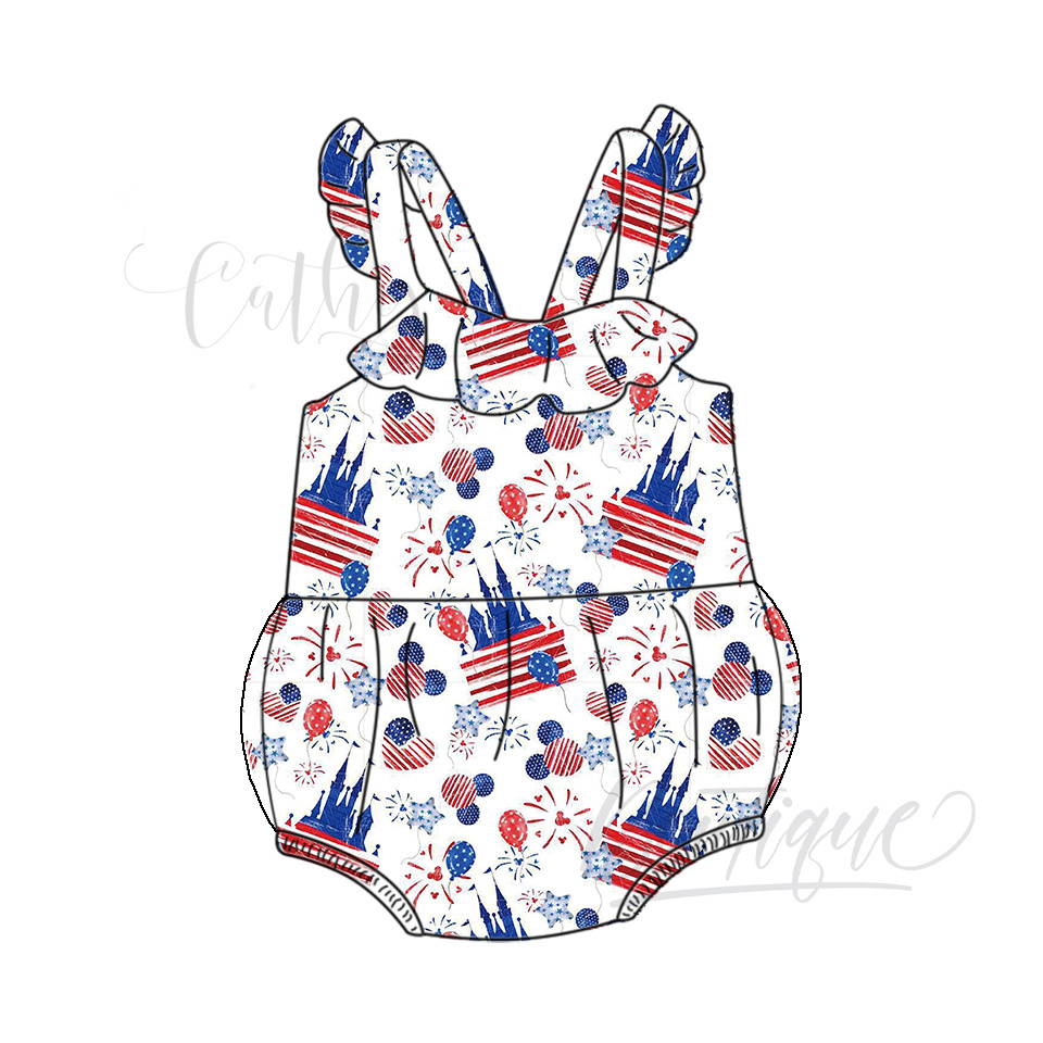 Newborn Clothes Western Ruffle popsicle Print Baby bubble Romper Infant Halter Romper For Summer