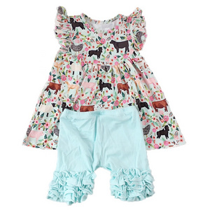 LZ2020 wholesale icing shorts sets princess wholesale children's boutique clothing baseball ruffles kids clothing