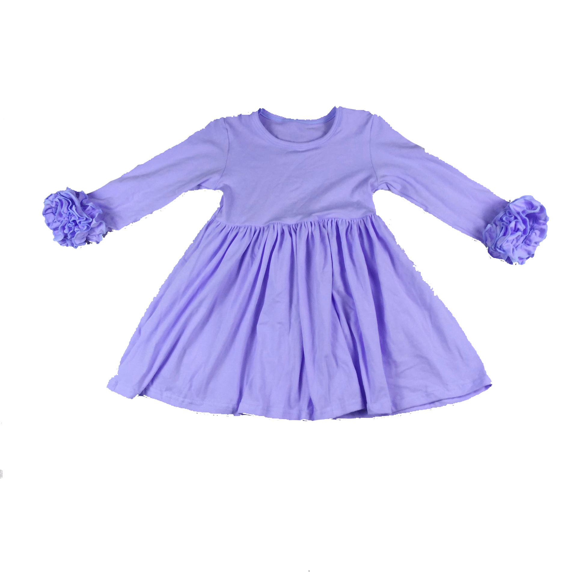 LZ2020 Wholesale New Style Baby Clothes Ruffles Dress Custom solid Color Long Sleeve Maxi Baby Girl Dress