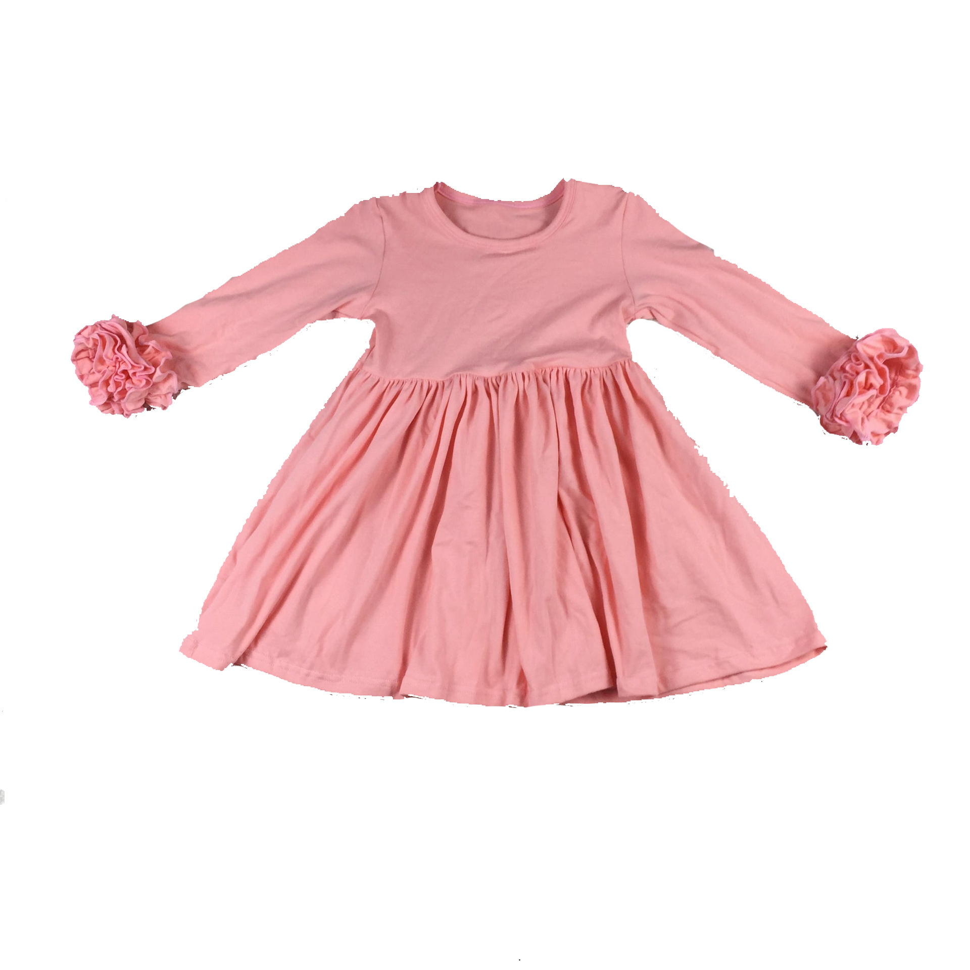 LZ2020 Wholesale New Style Baby Clothes Ruffles Dress Custom solid Color Long Sleeve Maxi Baby Girl Dress