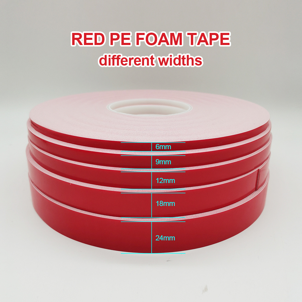 High sticky acrylic adhesive 1.1mm thick double sided red foam tape