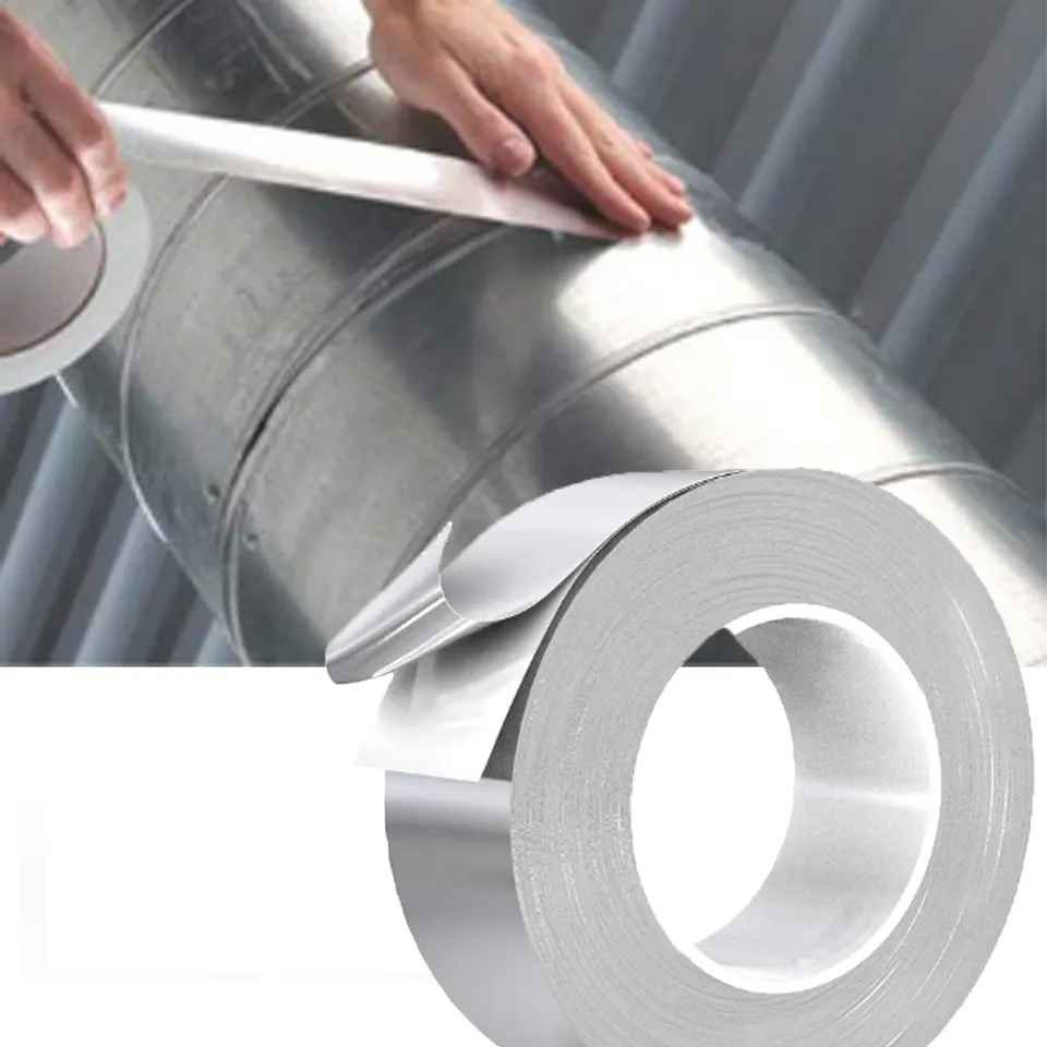 Easy to Tear Aluminum Foil Tape Hot Sales Jumbo Roll Sliver Fiberglass Reinforced Aluminum Foil Tape Waterproof