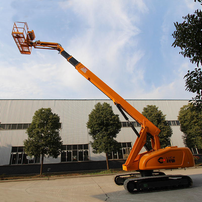 Electric articulated cherry picker towabl ecrawler boom lift 18m 14-24m for sale