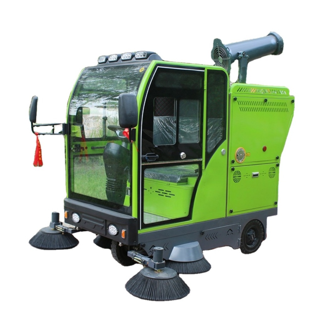 Water irrigation function CE certificate lithium battery four wheel electrical street sweeper