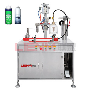 Factory customization semi automatic 3 in 1 aerosol can filling machine spray paint sealing machine