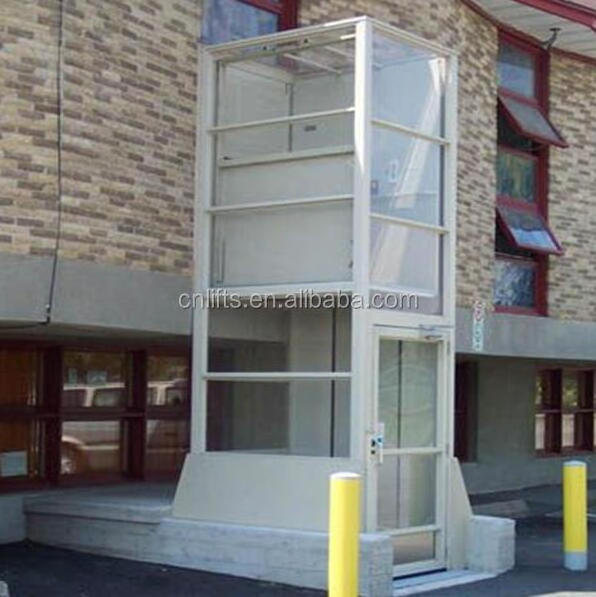 disabled vertical platform wheelchair lifts with the glass enclosure doors