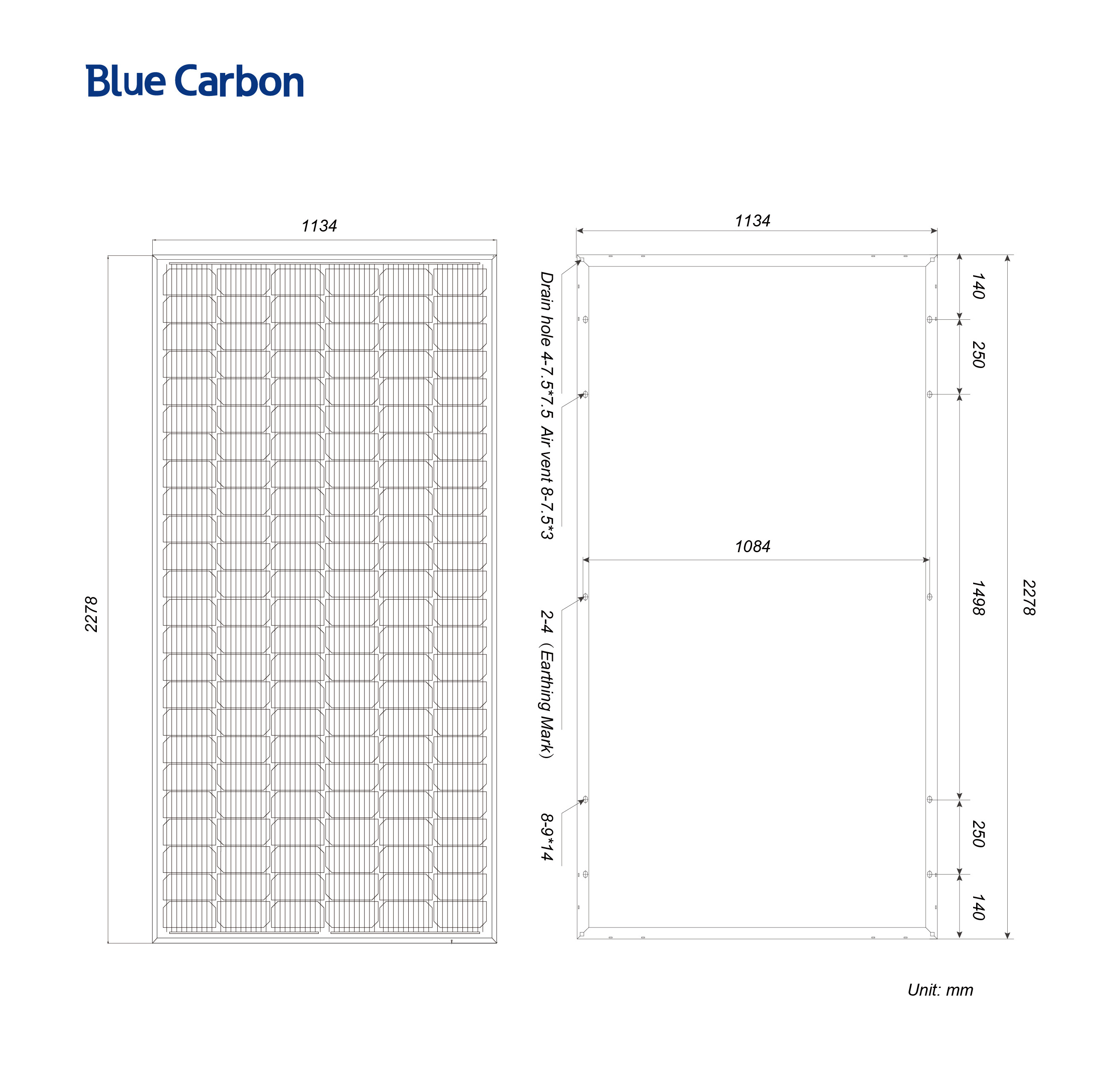 BLUE CARBON 25 Years Warranty Solar panel Cheap 550 Watt Solar Panel Manufacturers Price Solares Paneles In China