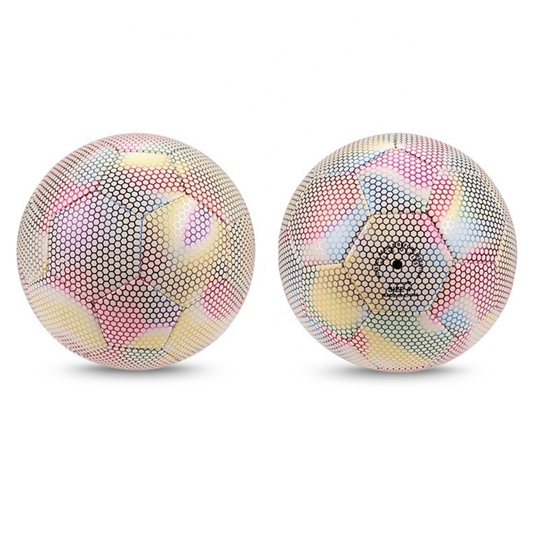 Luminous Soccer Ball Machine Stitching PU Holographic Glow in The Dark Size 5 Reflective Football Ball