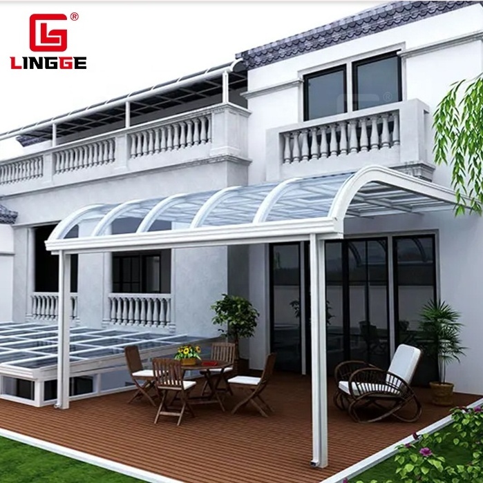 Balcony Canopy Rain Shelter Patio Cover Waterproof Aluminum Awning Canopy With Posts   Polycarbonate Roof Canopy