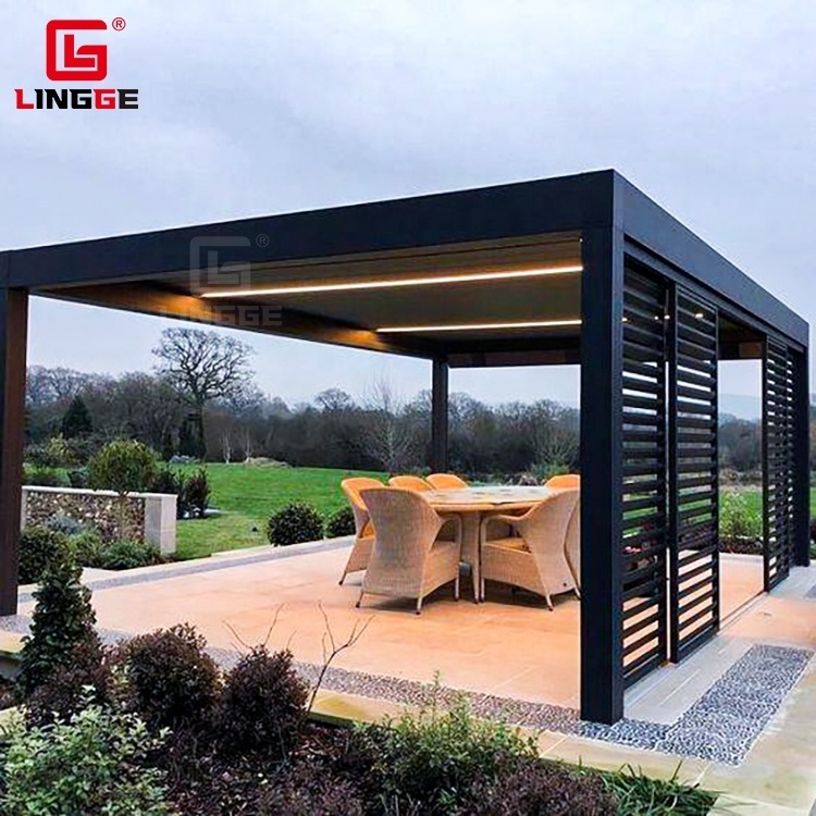 High End Retractable Roof Louver Pergola Gazebo Covers Waterproof Pergola-Aluminium Bioclimatic 5x3 Canopy