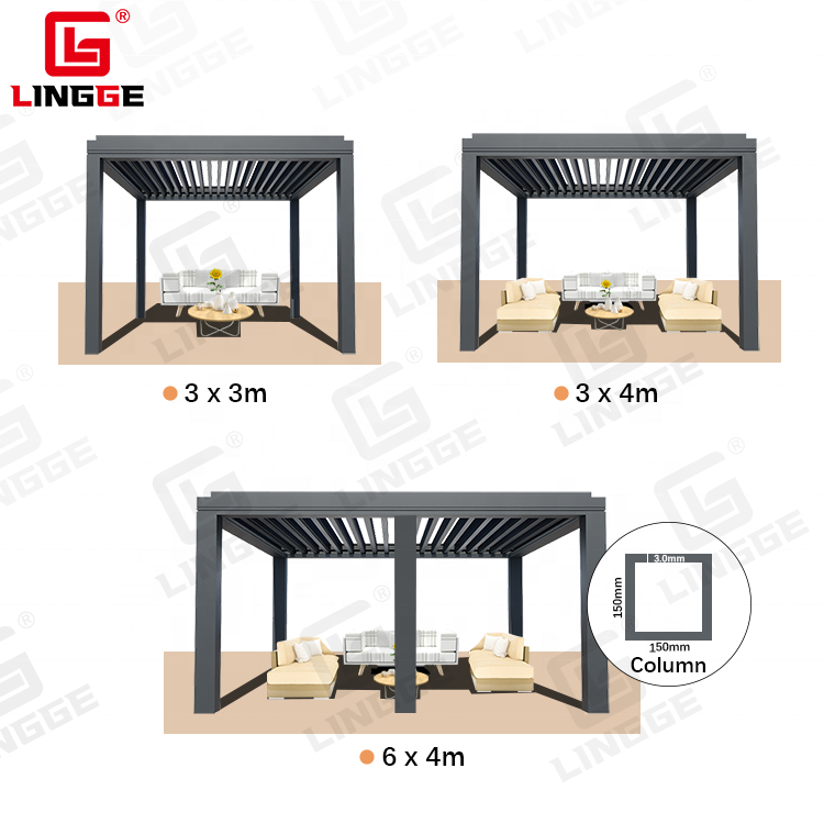 Durable Outdoor Pergola High Quality Louvered Pavilion With Aluminum Frame Automatic Waterproof Gazebo