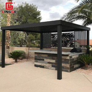 Customized Electric Roof Pavilion Install Easily Outdoor Gazebo Electronic Controlled Pavilion Aluminum Louver Roof Gazebo