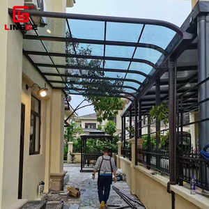 Balcony Canopy Rain Shelter Patio Cover Waterproof Aluminum Awning Canopy With Posts   Polycarbonate Roof Canopy