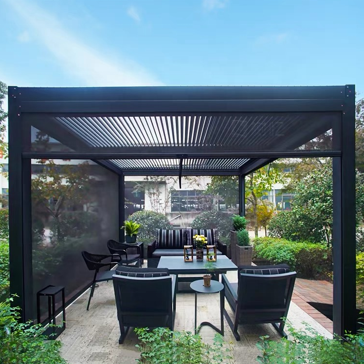 Garden Gazebo Pergola Wall Mount Gazebo Patio Cover Canopy With Screen Louver Roof Pergola