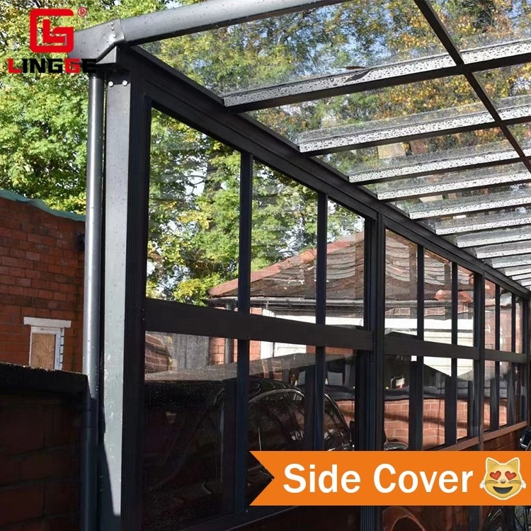 Balcony Canopy Rain Shelter Patio Cover Waterproof Aluminum Awning Canopy With Posts   Polycarbonate Roof Canopy