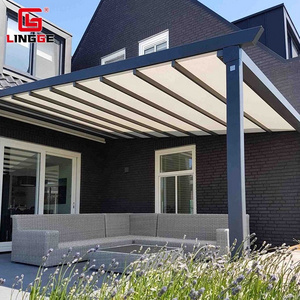 Electric Retractable Awning Aluminum Electric Control Retractable PVC Pergola Garden Waterproof Folding Gazebo For Balcony