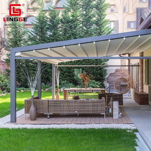 Customized Electric Aluminum Metal PVC Folding Pergola Outdoor Waterproof Shade Gazebo Electric Retractable Canopy