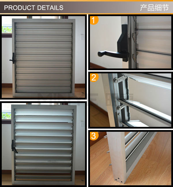 Factory sale powder coating aluminum louver windows adjustable glass louvres windows