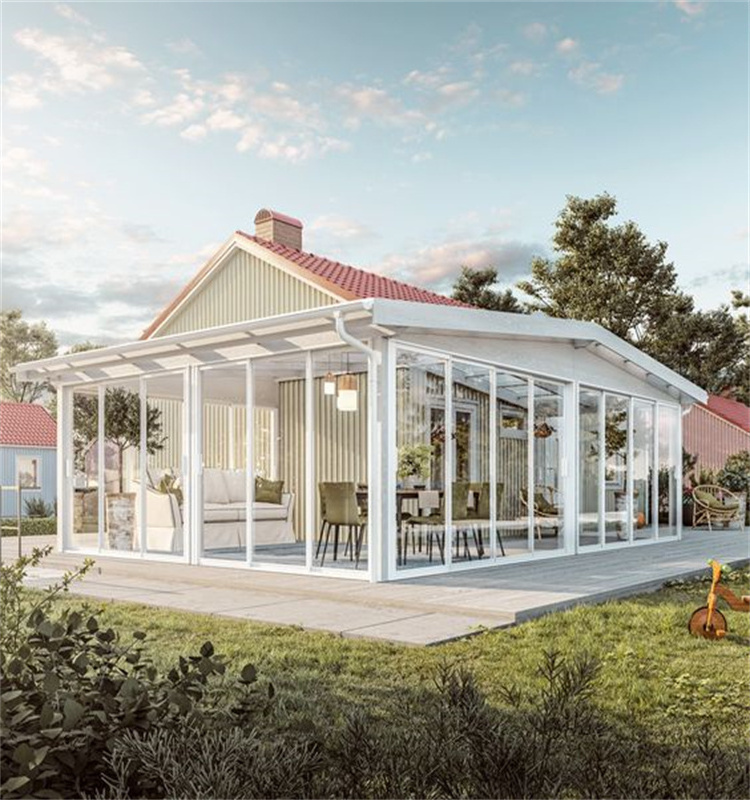 Outdoor Waterproof  veranda sunroom glass house Sunroom with tempered glass for Garden