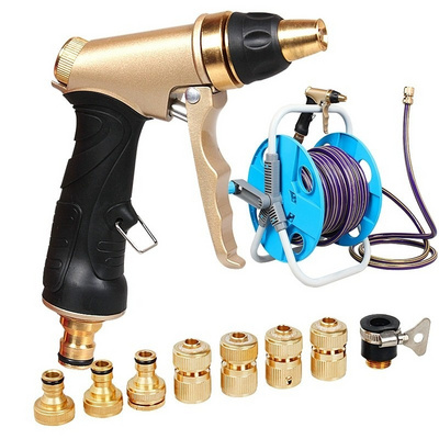 Lingzhen Adjustable Water Hose Nozzle Spray Gun Car Washing Pet Showering High Pressure Garden Hose Nozzle Sprayer suit