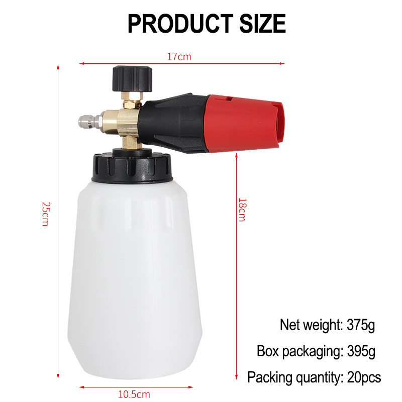 Lingzhen Pressure Washer High Quality Brass Large Mout Bottle Clear Car Detail Electric Commercial Foam Cannon