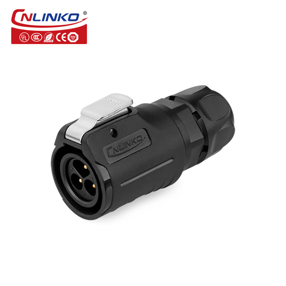 CNLINKO LP-16 Series IP68 Waterproof 3 Pin Circular Cable Connector and Panel Mount Wire Connector