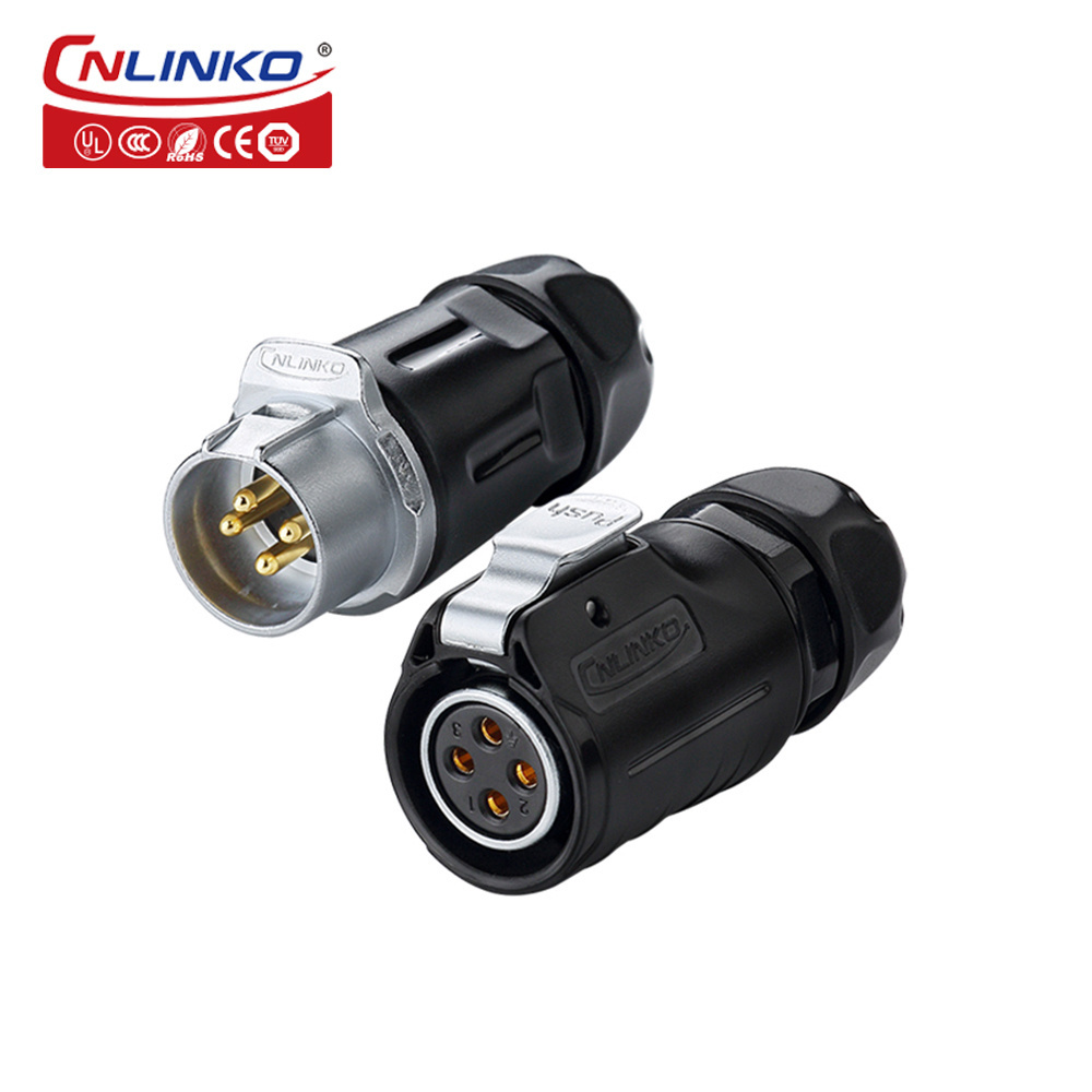 CNLINKO M20 Electric bike battery connector Bike Quick Disconnect IP67 waterproof 4 Pin wire Connector