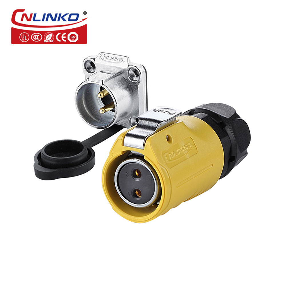 CNLINKO M20 Waterproof 2 pin Electrical Connector PBT with Dust Cover