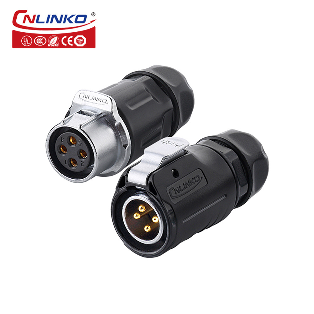 CNLINKO M20 Electric bike battery connector Bike Quick Disconnect IP67 waterproof 4 Pin wire Connector