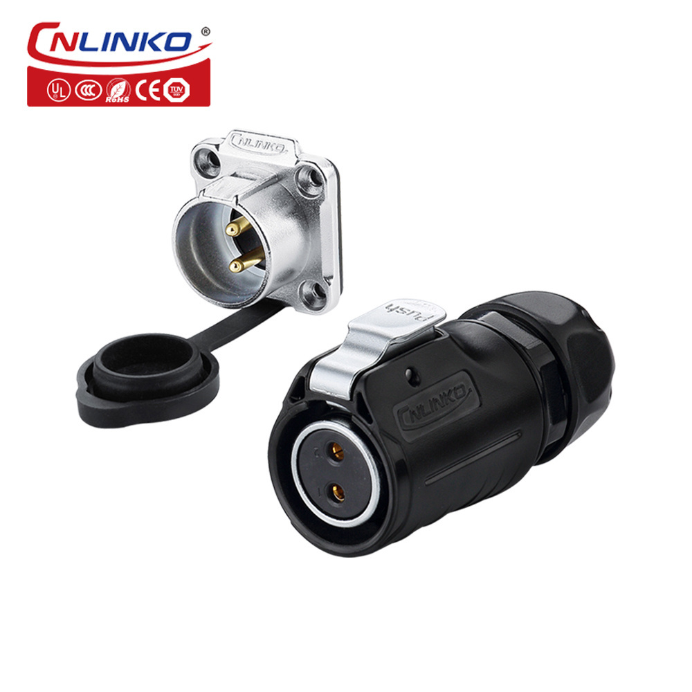 CNLINKO M20 Waterproof 2 pin Electrical Connector PBT with Dust Cover