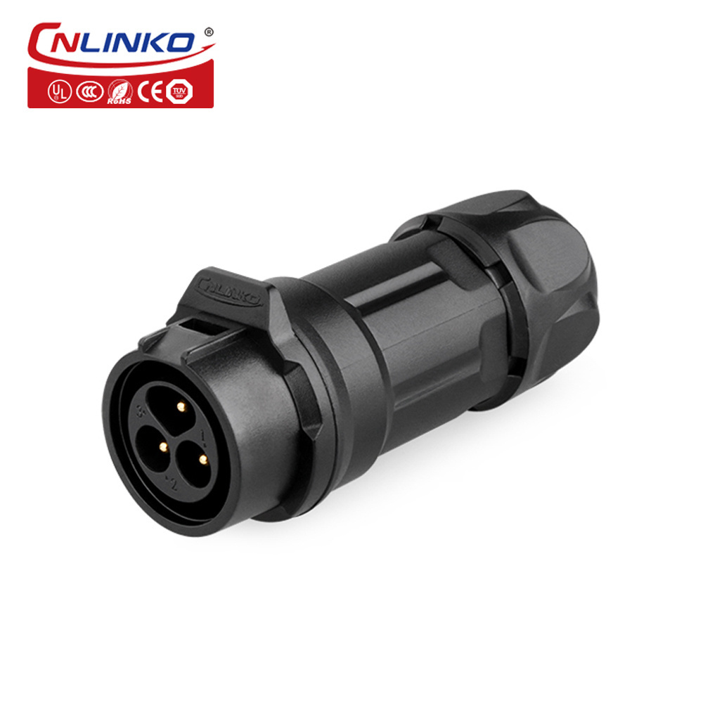 CNLINKO LP-16 Series IP68 Waterproof 3 Pin Circular Cable Connector and Panel Mount Wire Connector