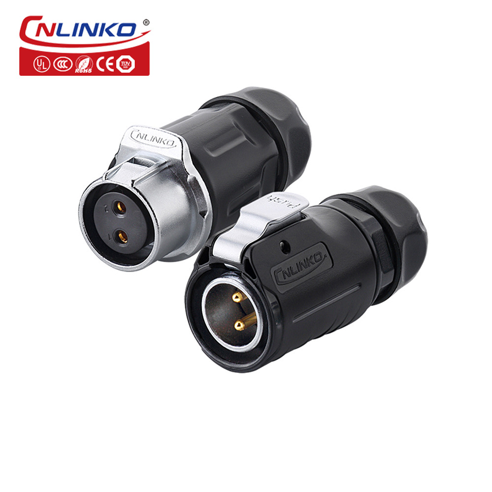 CNLINKO M20 Waterproof 2 pin Electrical Connector PBT with Dust Cover