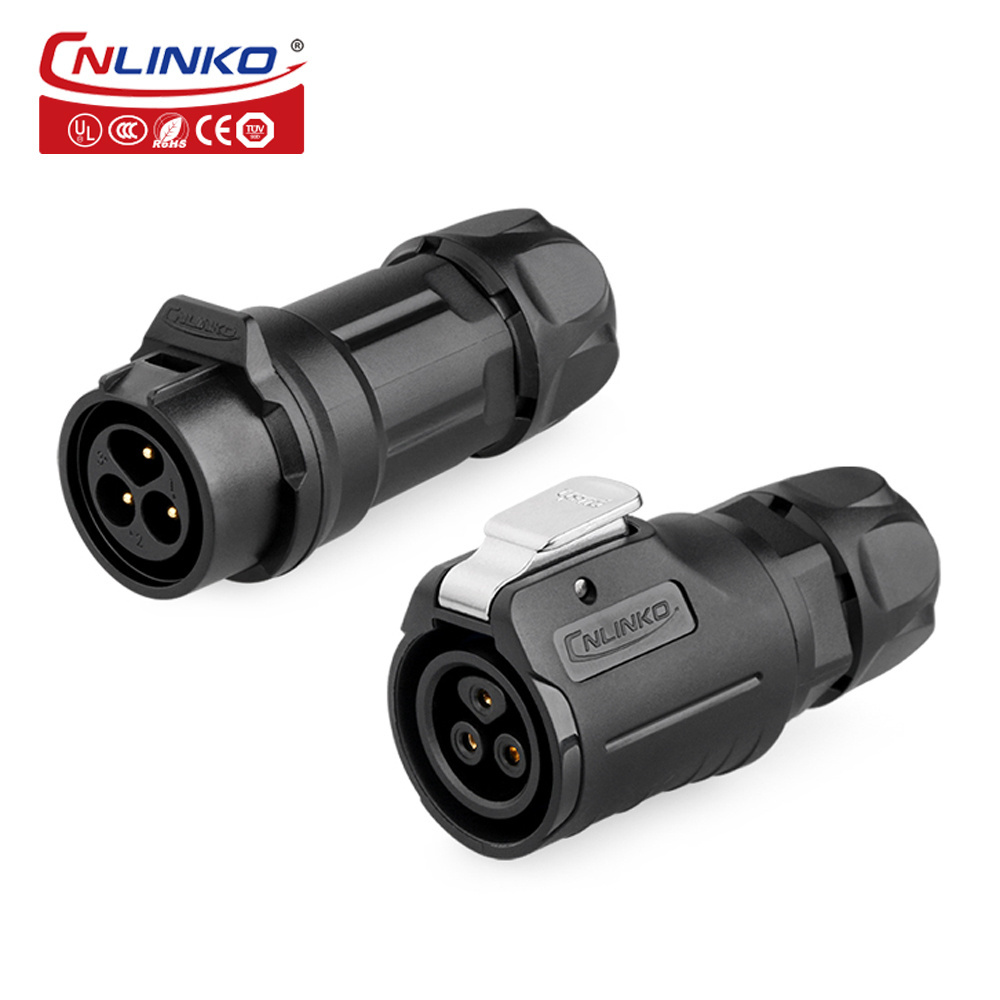 CNLINKO LP-16 Series IP68 Waterproof 3 Pin Circular Cable Connector and Panel Mount Wire Connector