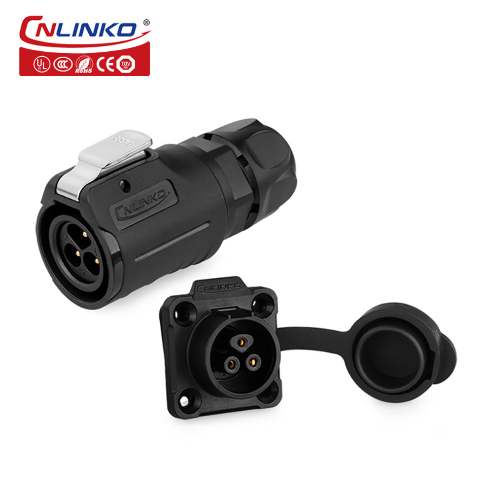 CNLINKO LP-16 Series IP68 Waterproof 3 Pin Circular Cable Connector and Panel Mount Wire Connector