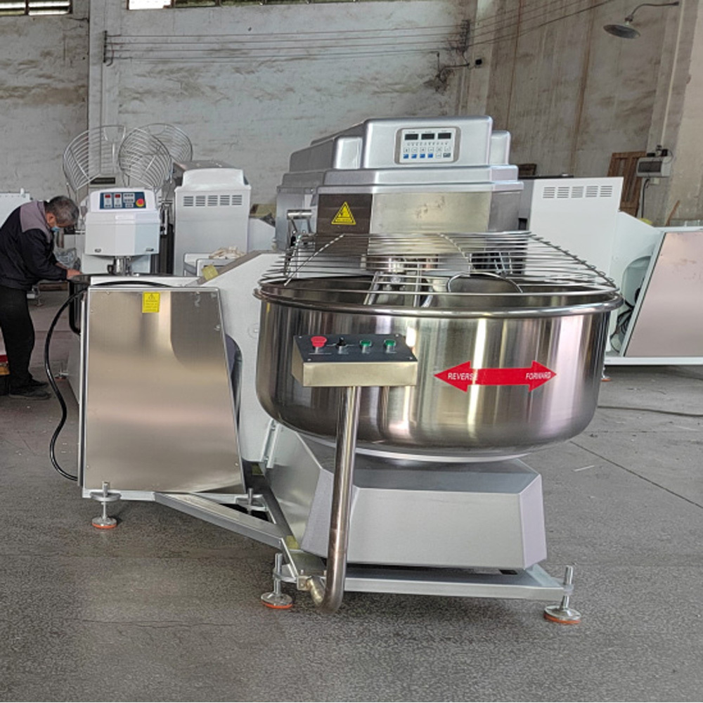 Bread Bakery Baking Machine 100kg 200kg stainless steel Spiral Dough Mixer with Tilting Device