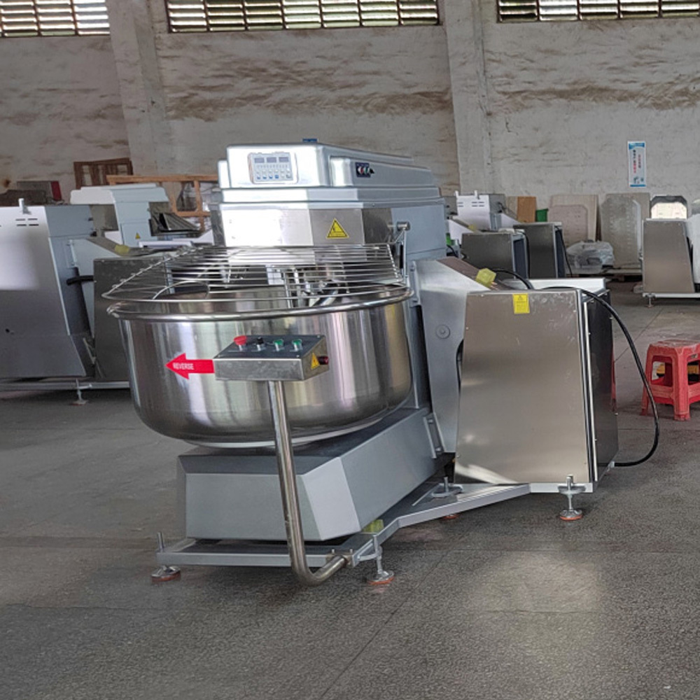 Bread Bakery Baking Machine 100kg 200kg stainless steel Spiral Dough Mixer with Tilting Device