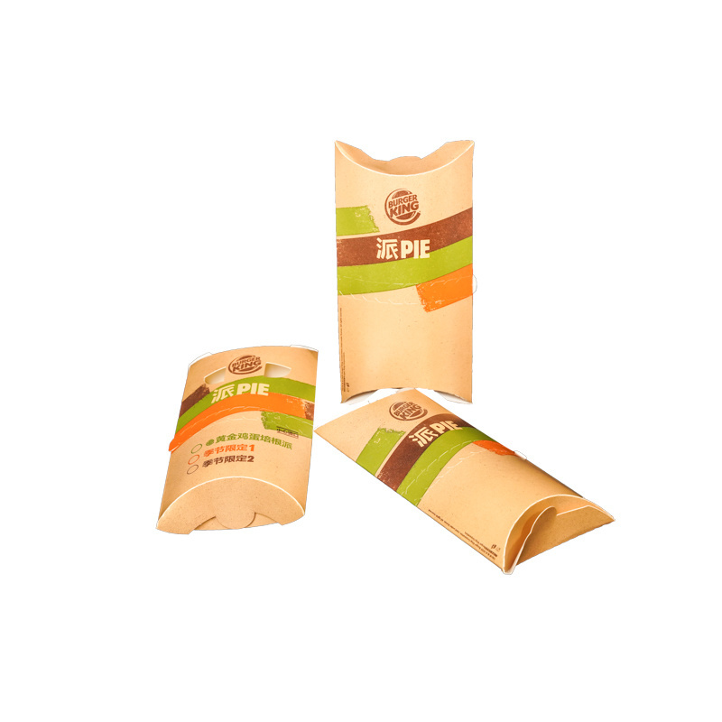 Lipack New Design Kraft Paper Pillow Boxes Apple Pie Packaging Box With Window