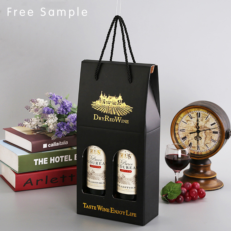 Lipack Custom Premium Luxury Red Wine Gift Carrier Box Wine Bottle Packaging Delivery Cardboard Box With Window